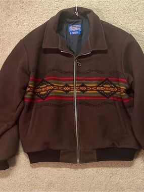 Vintage Pendleton High Grade Western Wool Bomber Aztec Navajo Jacket Size XL